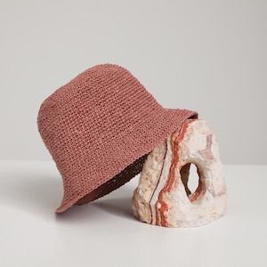 Handmade Straw Crochet Bucket Hat for Men and Women, Raffia Hand-Knit Summer Bucket Hat, Unique Gift