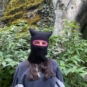 Handgestrickte Katzenohrige Balaclava: Unisex Wintermütze gehäkelt