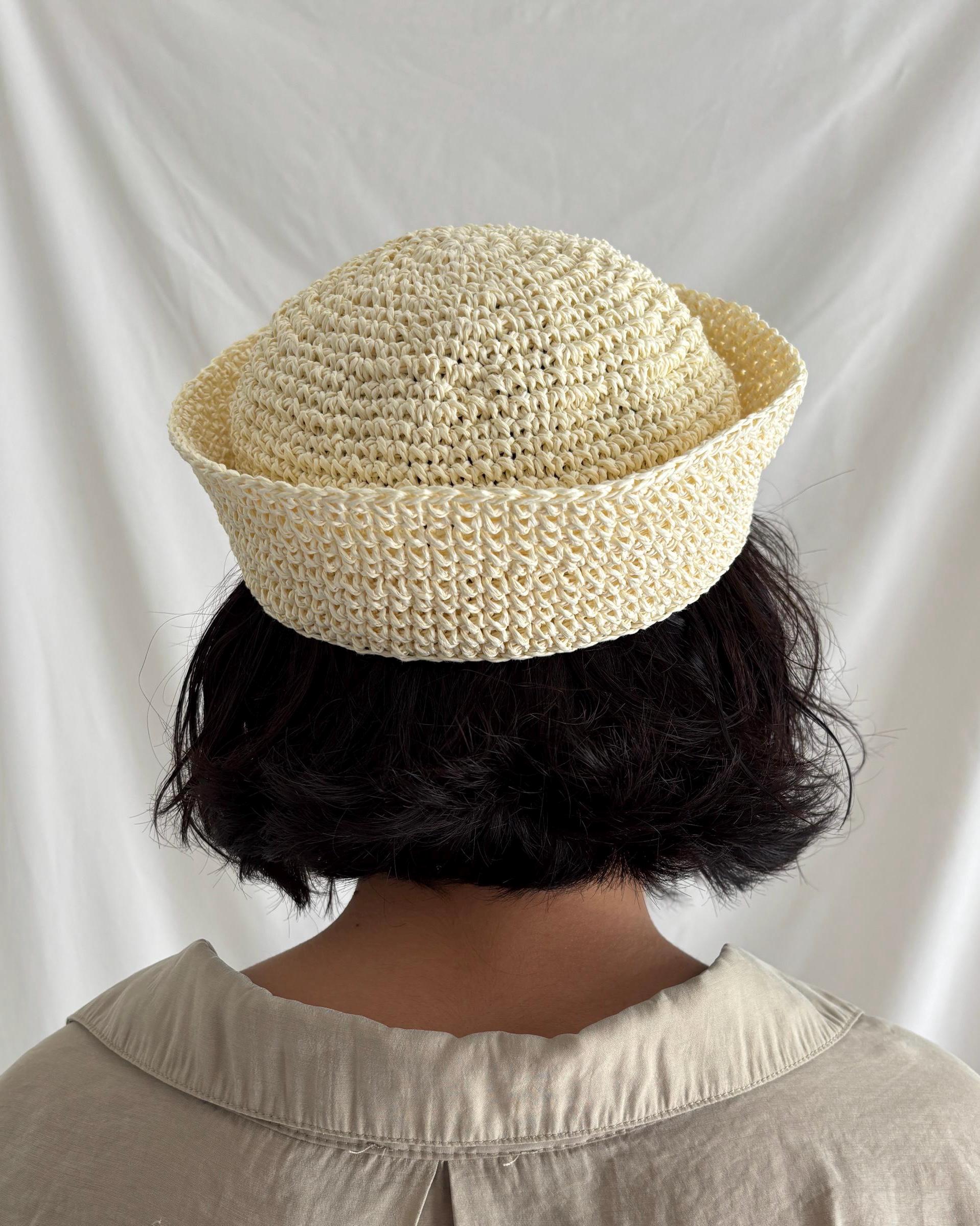 Hand-Knitted Cotton Sailor Pillbox Hat, Crochet Bucket Style, Vacation Summer Wear
