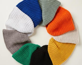 Hand Knit Cotton Bucket Hat: Trendy Crochet Sun Hat