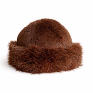 Dark Brown Faux Fur Pillbox Hat Women Winter Cossack Style Warm Plush Accessory LA CARRIE Women main image 4