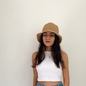 Handmade raffia bucket hat, unique gift for men and women image 2