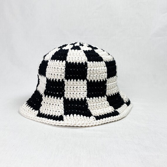 Black and White Hand Knit Checkered 