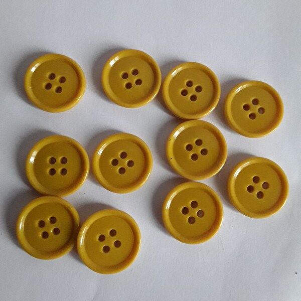Lot de 10 boutons jaunes  20 mm
