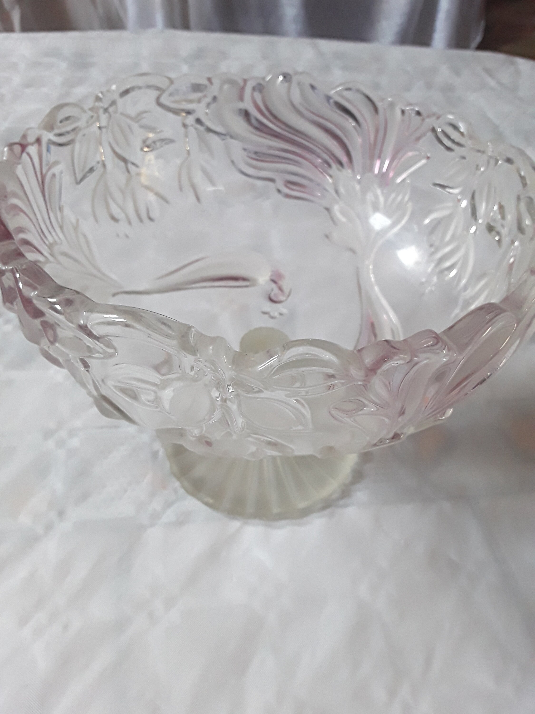 Coupe Fruits en Verre Floral, Vide Poche, Bonbons, Coupelle A Bijoux