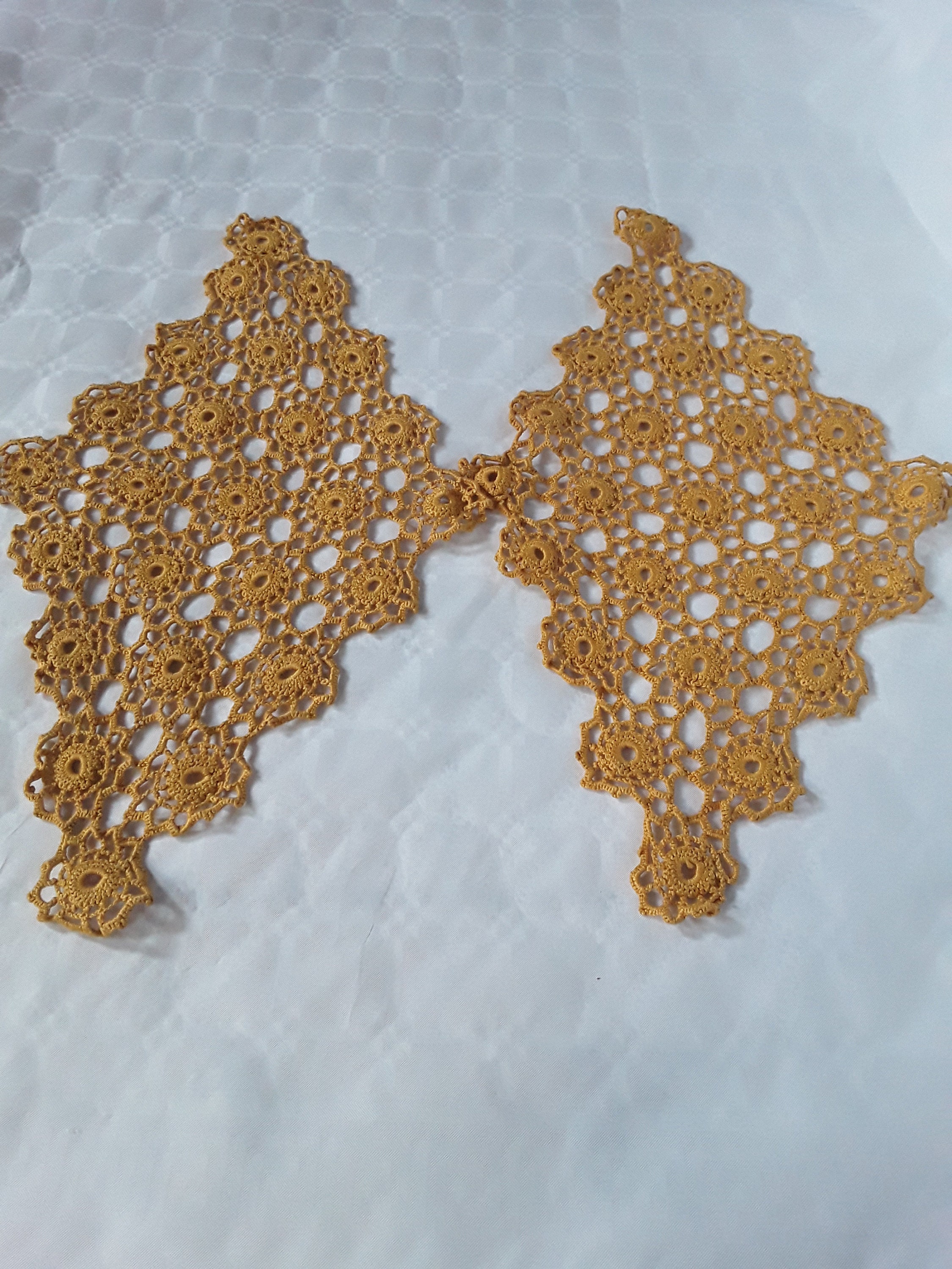 Lot de Deux Napperons Crocheter Main Vintage