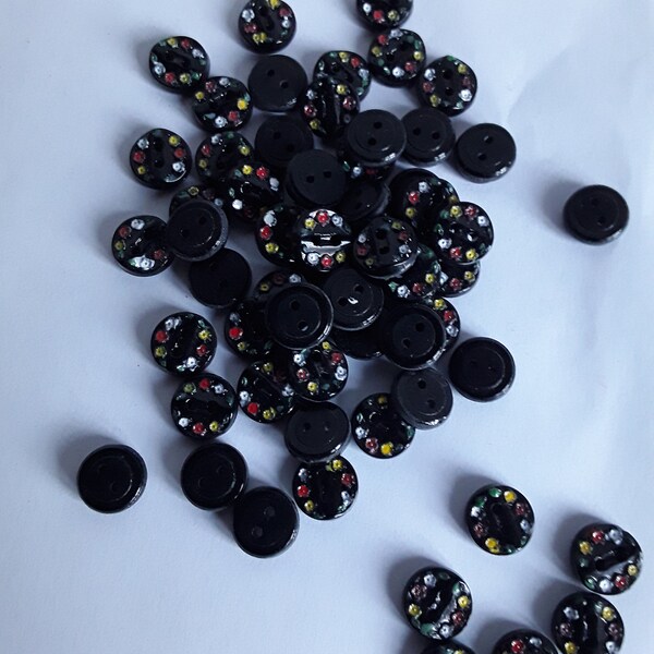 Vintage Lot de 20 boutons multicolores 11 mm