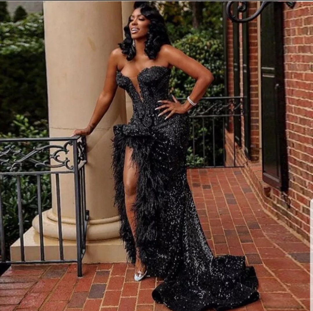 Black Sequin Gown - Etsy