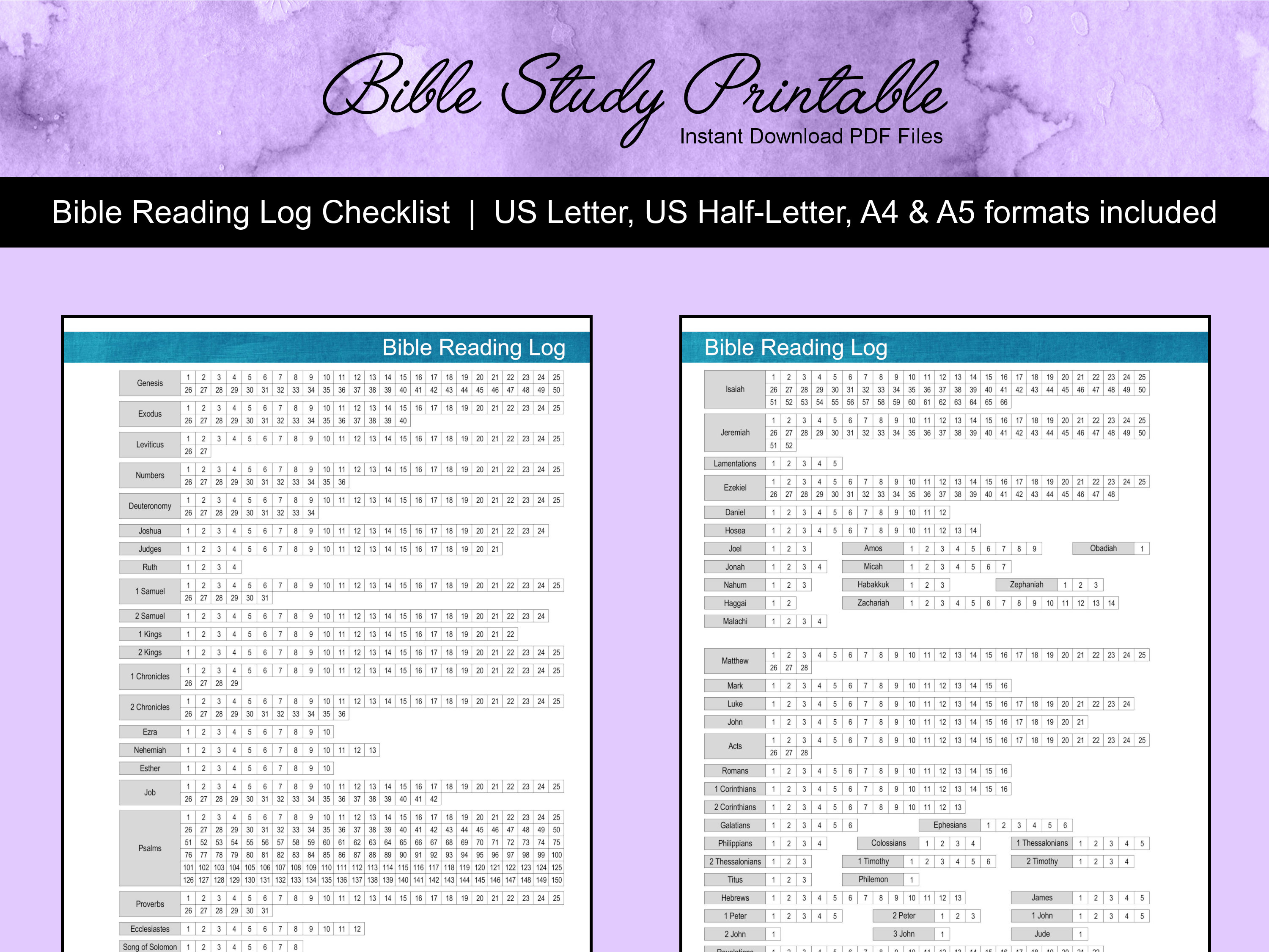 Bible Reading Log Bible Reading Checklist Daily Bible Etsy India