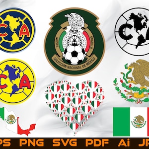 Svg Selección Nacional de México Svg Logotipo de Club Americano Svg Deporte Svg Bandera de México Svg Corazón de México Svg Vector, Archivos para Silhouette Cameo Cricut Png