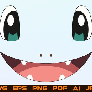 Glumanda Pokemon Gesicht SVG Glumanda Augen Lächeln Clipart Cut Dateien für Cricut Raum Illustration Vektor Silhouette Sofortiger digitaler Download
