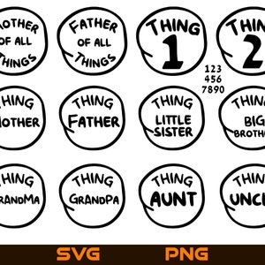 Family Thing Padre Madre Thing 1 2 Tutti i numeri Fratello Sorella Nonna Nonno Zio Zia File di taglio per Cricut Design Space Download digitale
