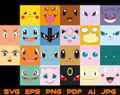 22 Pokemon Face Svg Big Bundle Pikachu Snorlax Clipart Cut - Etsy