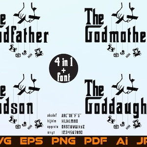 O Padrinho SVG +FONT (arquivos Svg e TTF) A Madrinha O Afilhado A Afilhada Para Arquivo Cricut Design Space Arquivos de Corte Download Digital