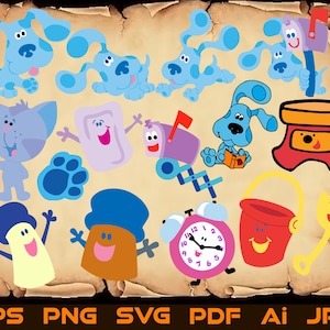15 Blue's Clues Svg Png Big Bundle Blue Blues Dog Cut Files For Cricut Design Space File Silhouette Digital Download Friends Movie Cartoon