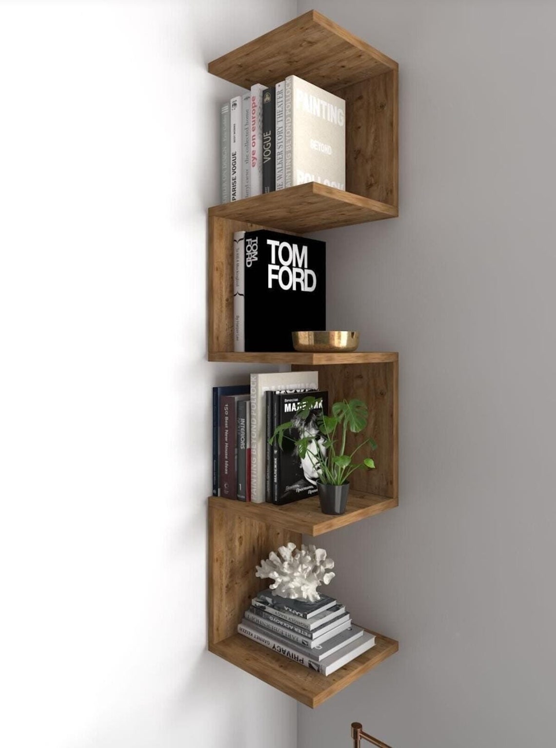 NATURAL WOOD SHELF Corner Wood Shelf Shelf Natural Wooden Etsy