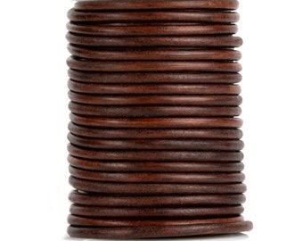 Premium European 1mm distressed brown round leather cord jewelry making leather string 1.0mm lacing 91