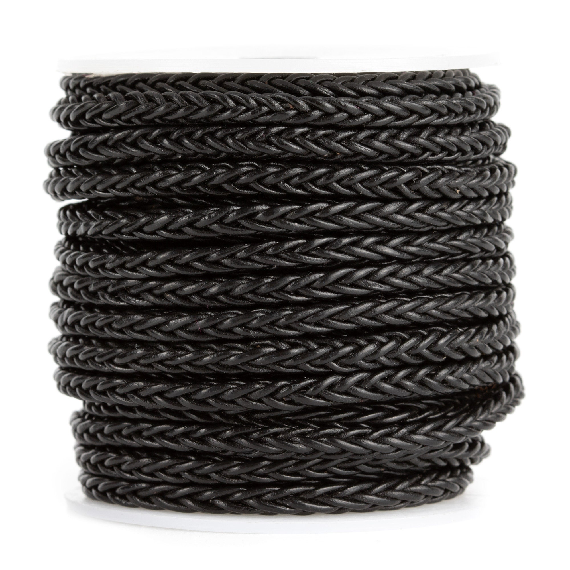 Cordón de cuero trenzado cuadrado, 4x4mm, negro, por metros, calidad