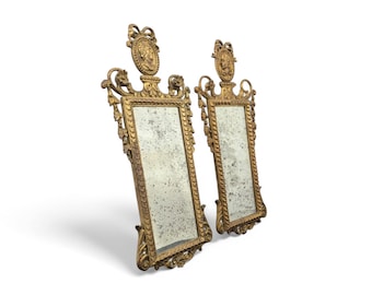 Pair of neoclassical mirrors in antique gilded wood