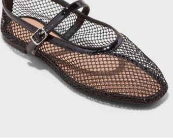 Issa Mesh Mary Jane Ballet Flats