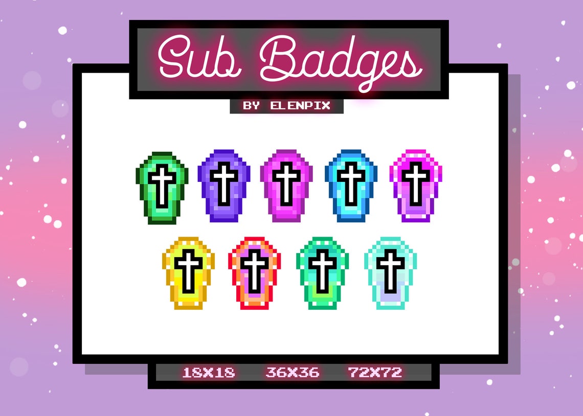 9 Cute Coffins Sub Badges // Twitch Badges // Pixel Sub