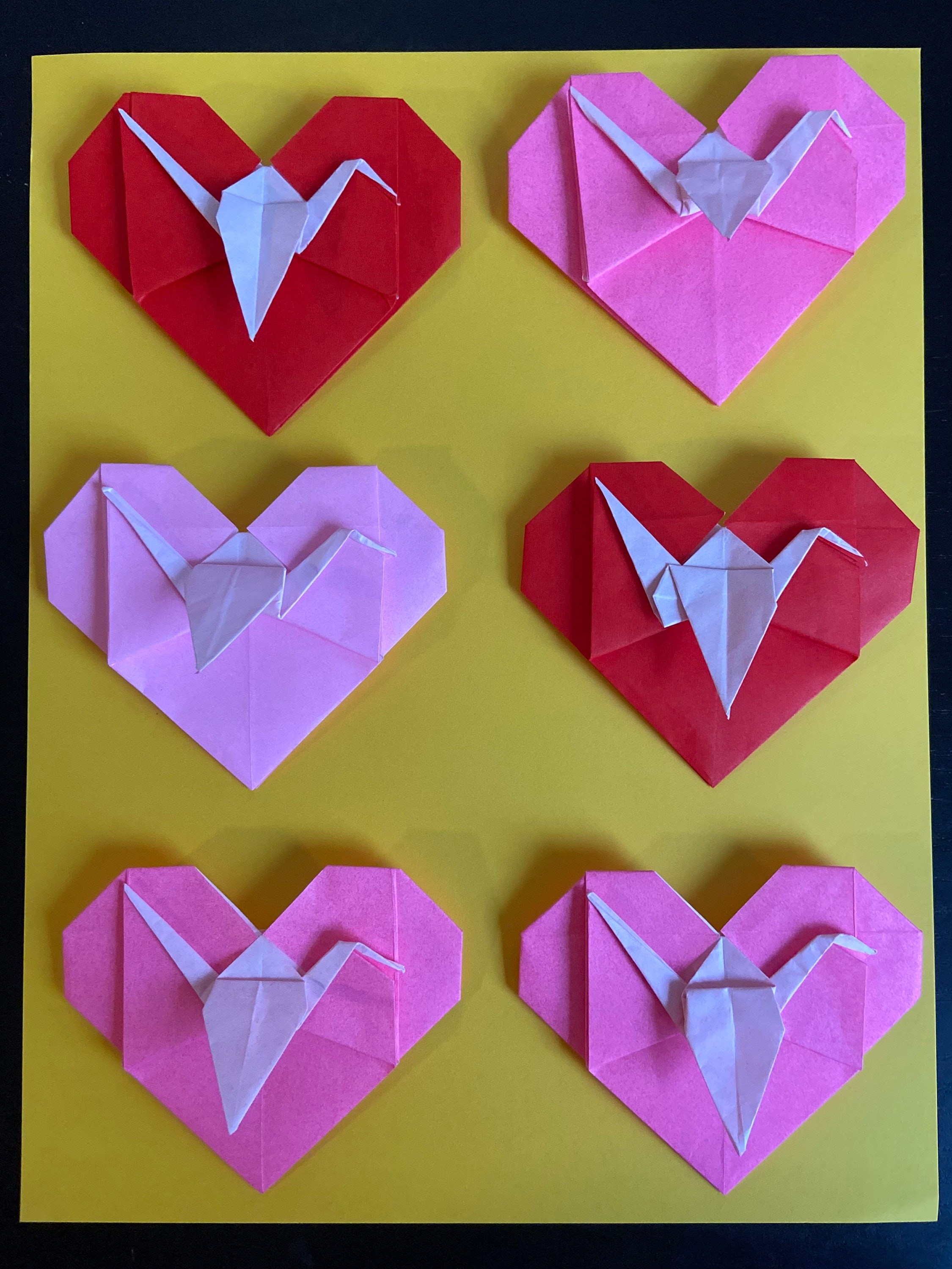 Set of 6 Origami Crane Heart Etsy