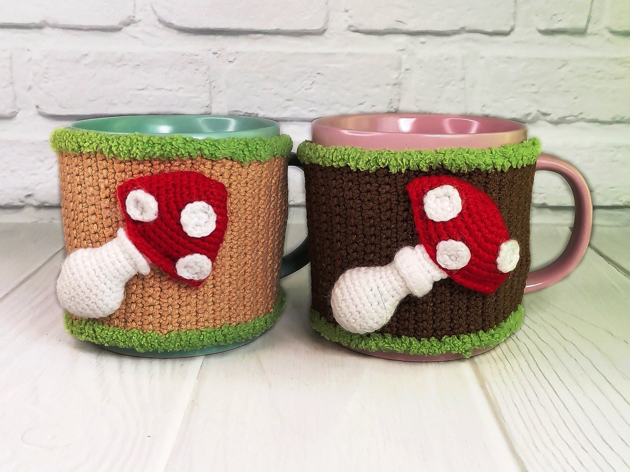 Crochet Pattern mug sleeve Mug warmer red mashroom tutorial Etsy