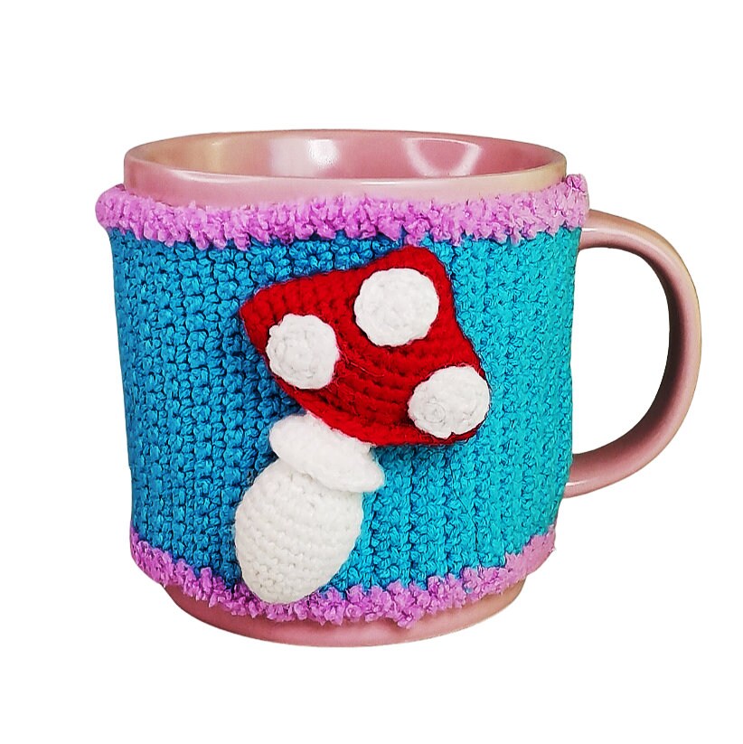 Crochet Pattern mug sleeve Mug warmer red mashroom tutorial Etsy