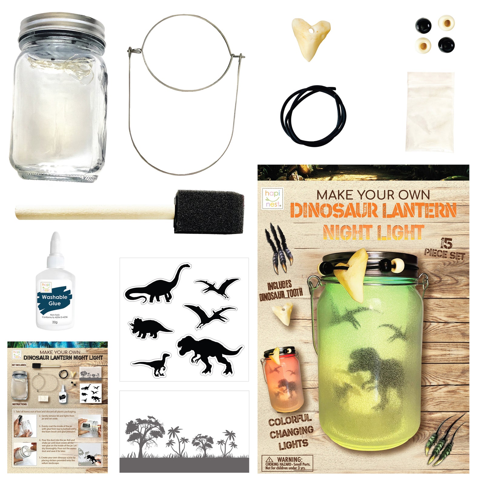 Hapinest DIY Dinosaur Lantern Night Light Kit MakeYourOwn Etsy