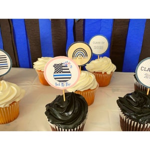 警察カップケーキトッパー、編集可能