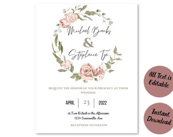 Editable Formal Floral Invitation