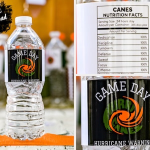 Miami Hurricanes Black Water Bottle Label