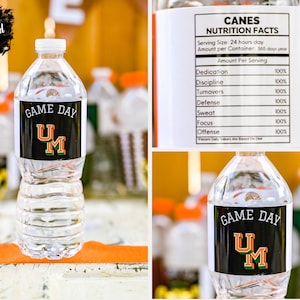 Miami Hurricanes Water Bottle Label