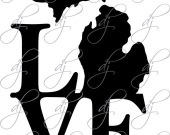 LOVE Michigan Cut File