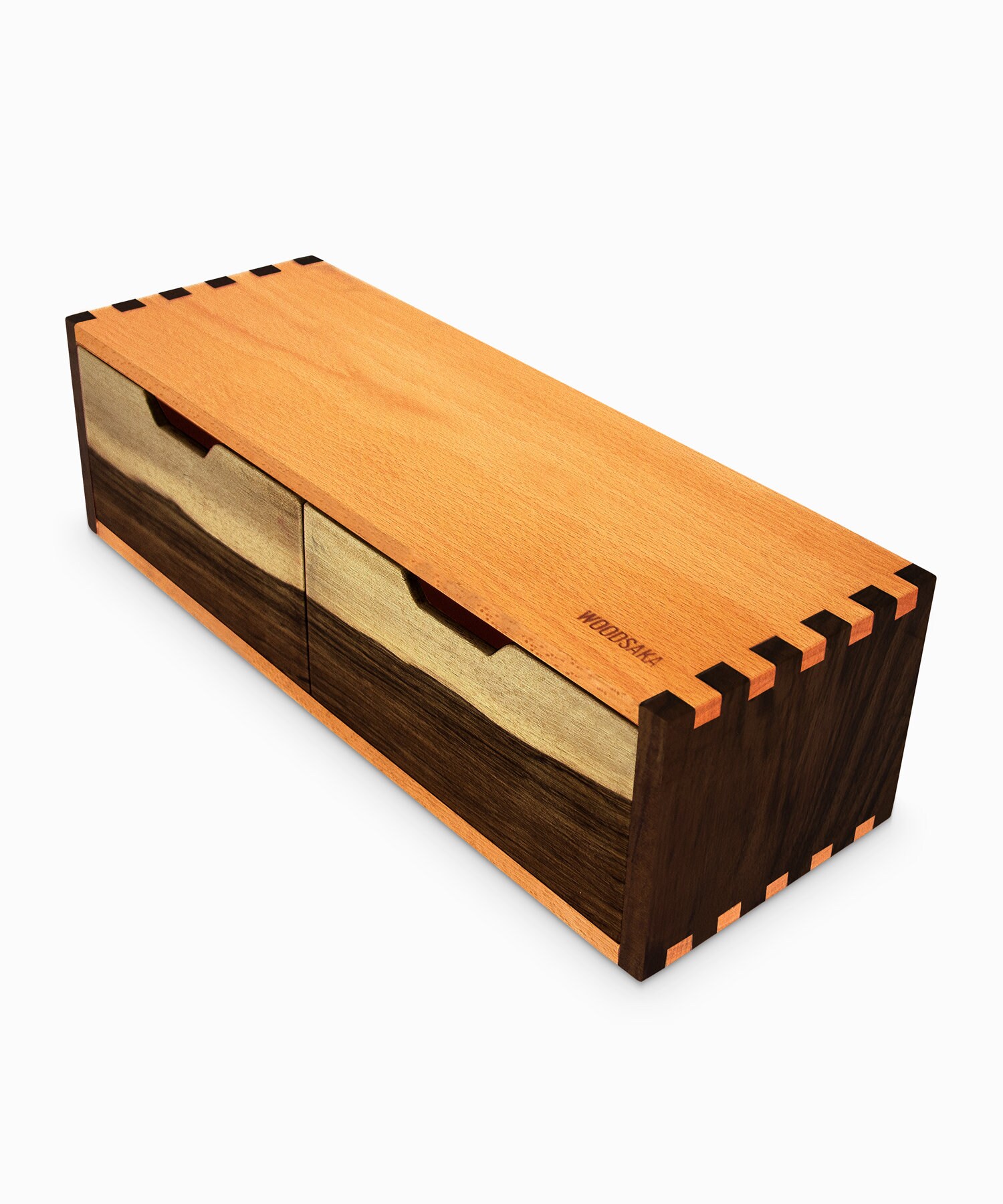 Caja de almacenamiento Desna con 2 cajones Madera de haya y | Etsy