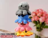 Cute Octopus Plush Toy Reversible Flip Adorable Stuffed Soft Toy Perfect Gift for Kids Adults UK