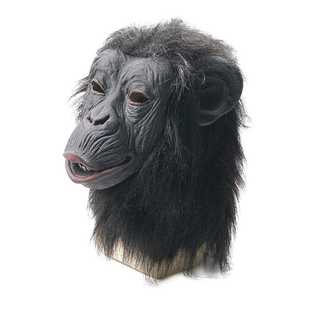 Chimp Mask Adult Black Latex Full Overhead Costume Accessory