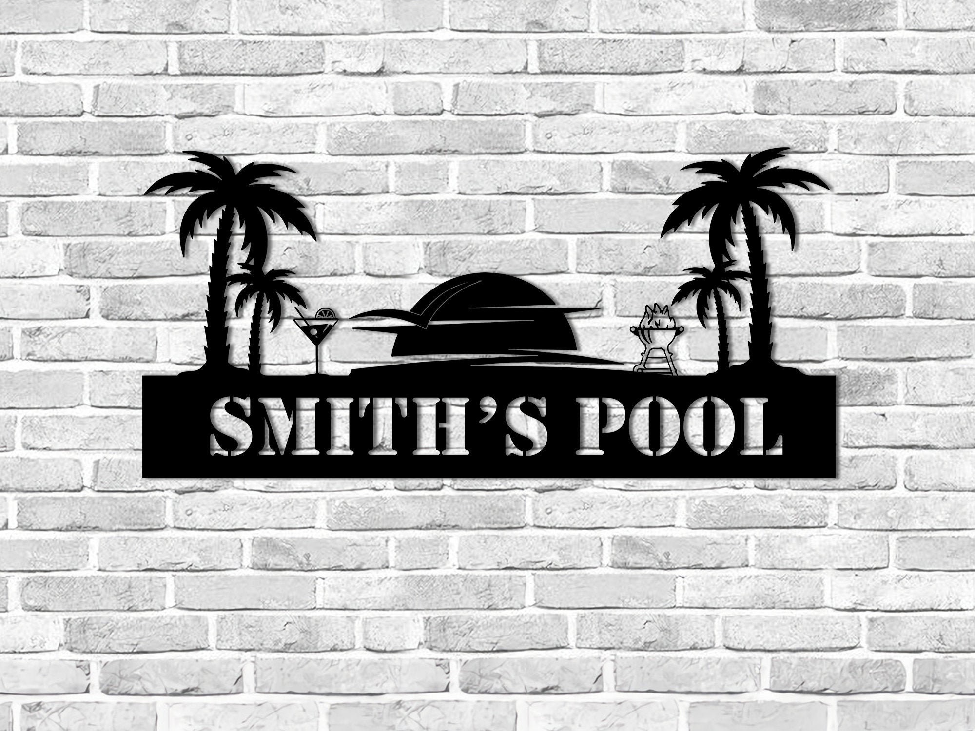 Metal Poolside Sign Custom Swimming Pool Sign Backyard Sign Etsy