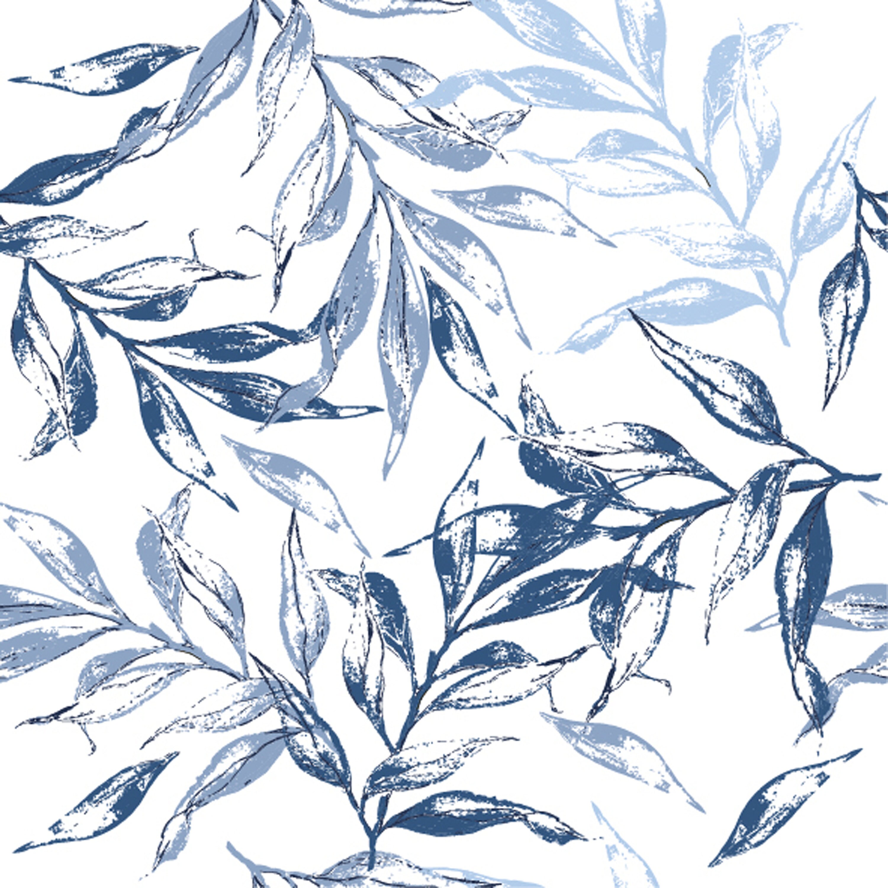 Large Blue Leaves Removable Peel and Stick Wallpaper Etsy