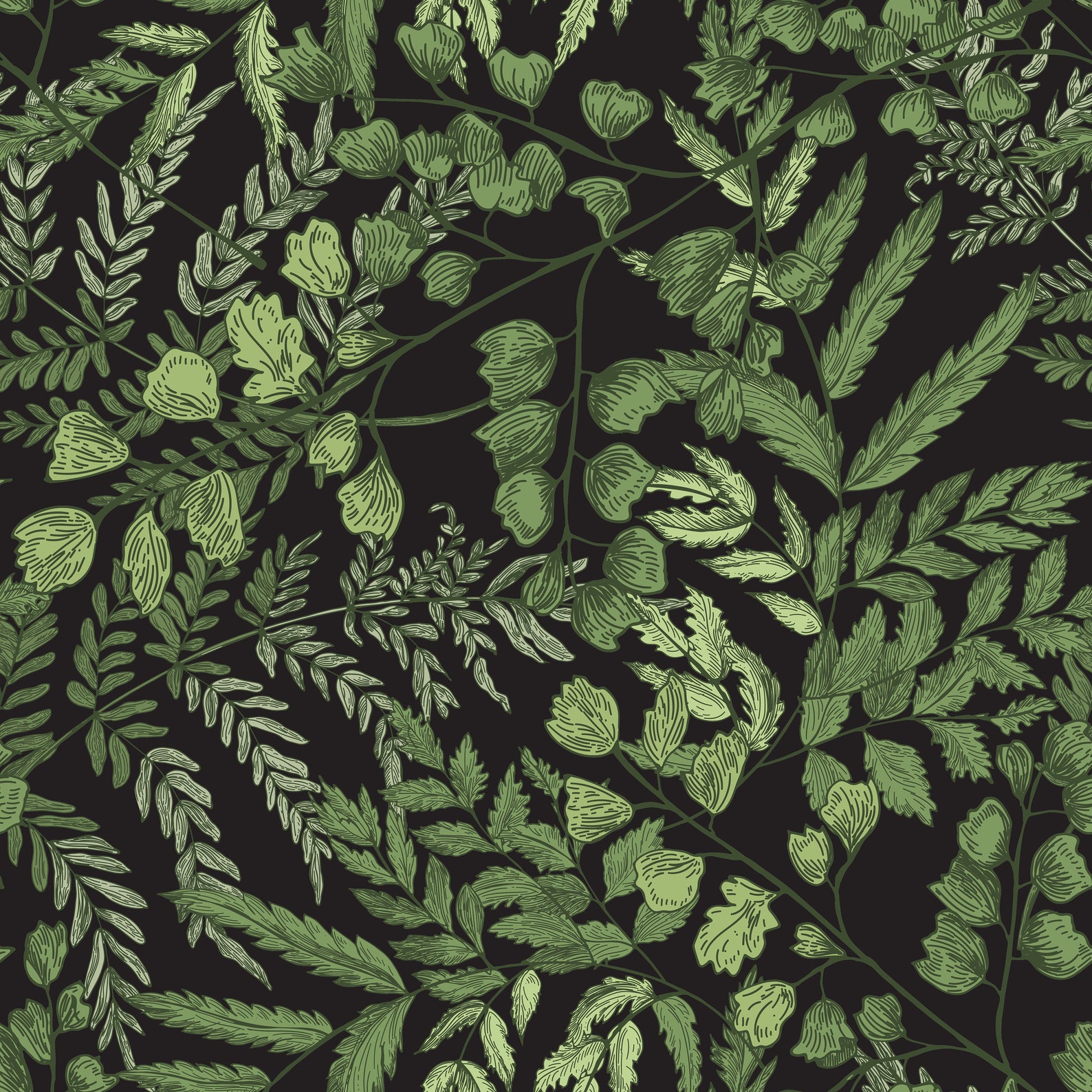 Dark Green Ferns Removable Peel and Stick Wallpaper | Etsy