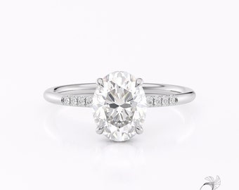 Oval engagement ring, Moissanite ring, White gold promise ring for her - Colibritty wedding jewelry