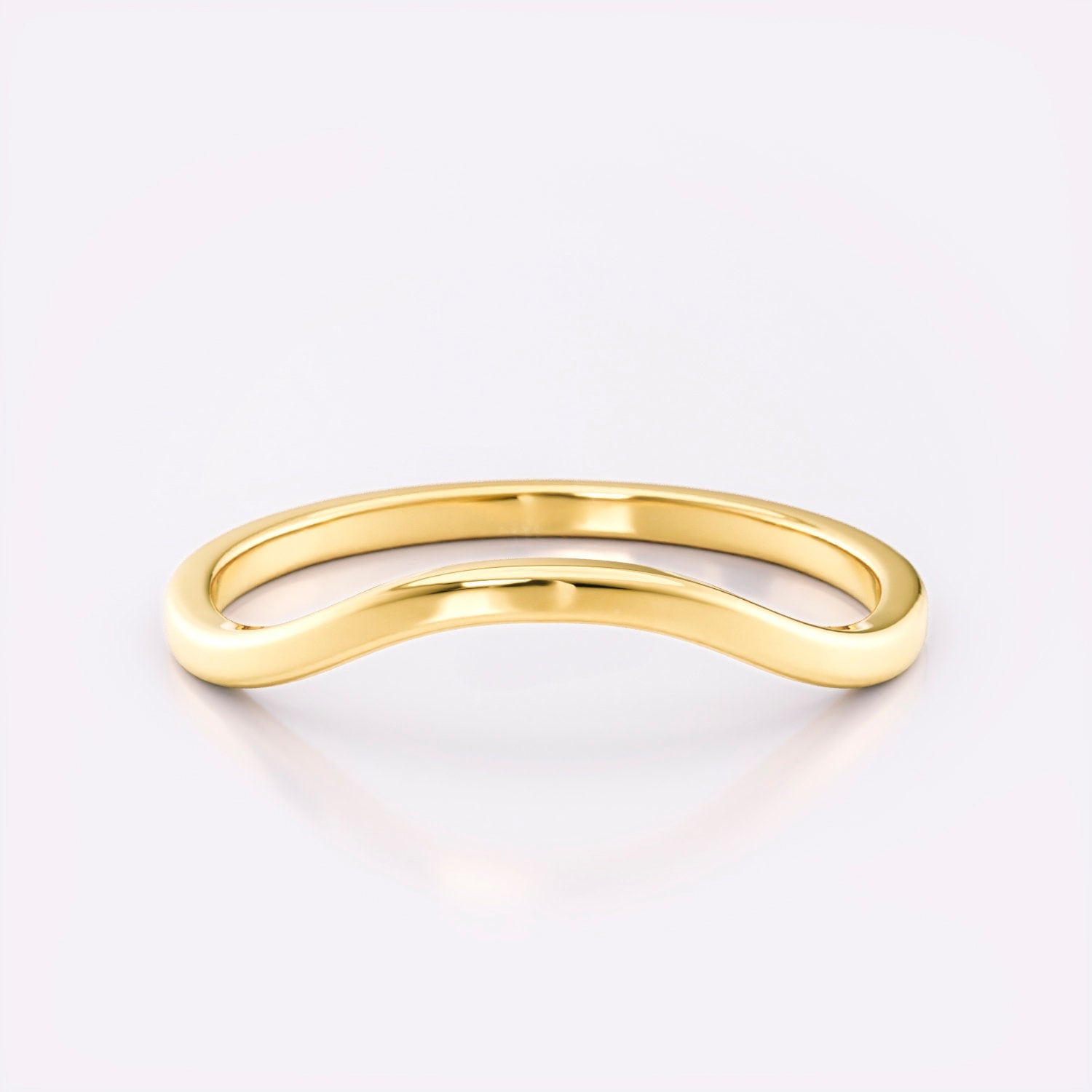 Geschwungener Goldring, Minimalistischer V-Ring, Geschwungener Ehering, Zarter geschwungener Ring, 14k oder 18K Massivgold-V-Ring, Einfacher geschwungener Goldring