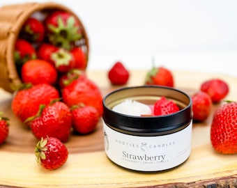 Strawberry Patch Candle, Strawberry Soy Candle, Small Strawberry Candle, 4oz Soy Candle, Small Travel Candle, Travel Size Candles