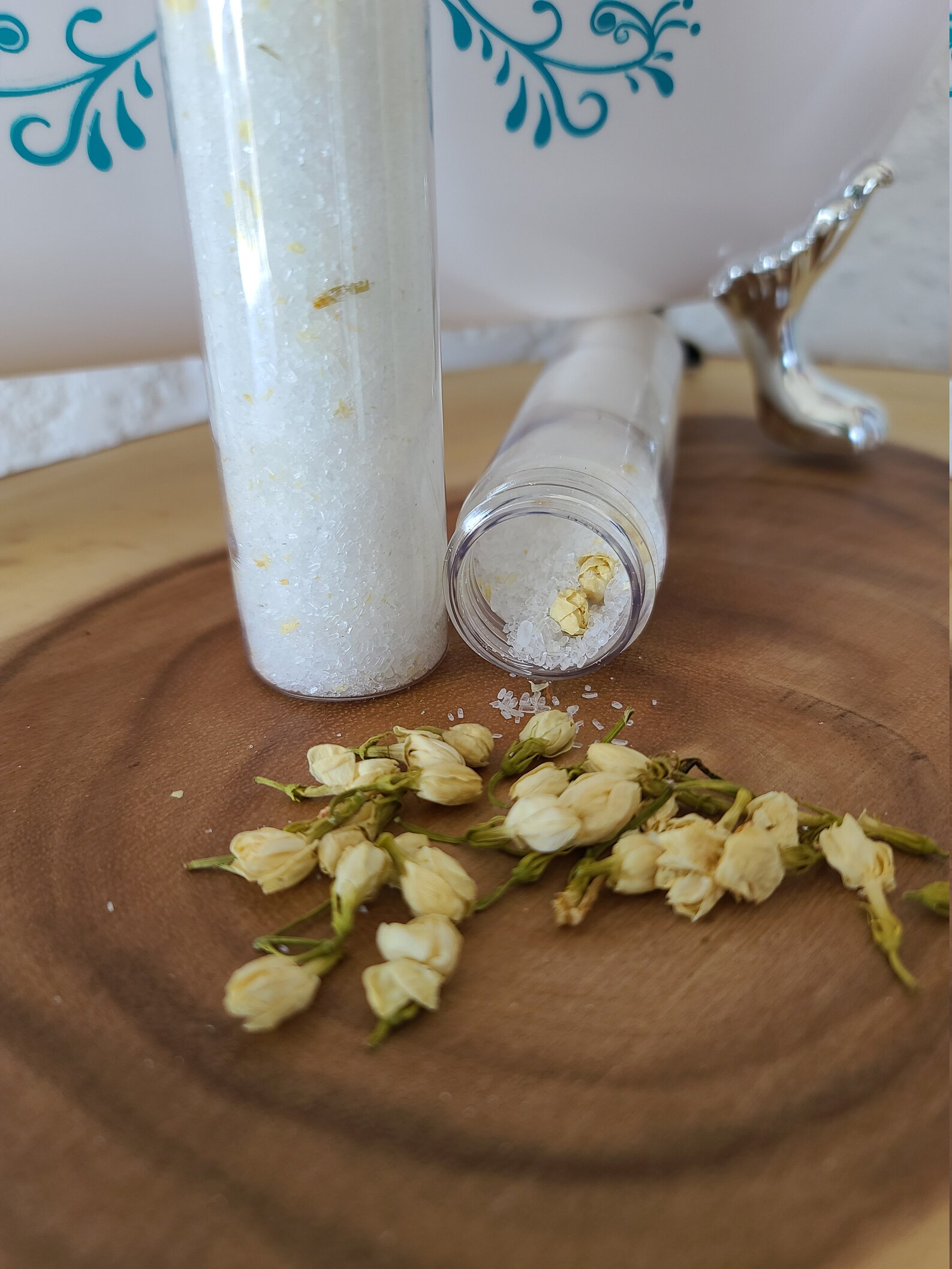 Jasmine Bath Salts With Dried Jasmine Botanicals Self Care Etsy