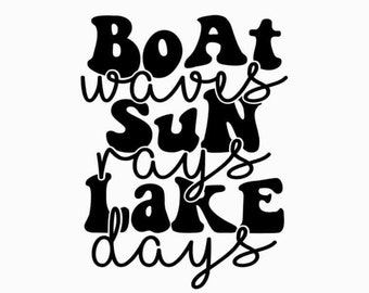 Bateau Waves Sun Rays Lake Days svg | Lac png Conception Journées du lac png | Téléchargement de sublimation d'été | Conception de chemise d'été | Été png