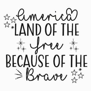 America Land Of The Free Because Of The Brave SVG, 4th of July SVG, Fourth of July SVG, Patriotic Svg, Independence Day Svg, Png Sublimation