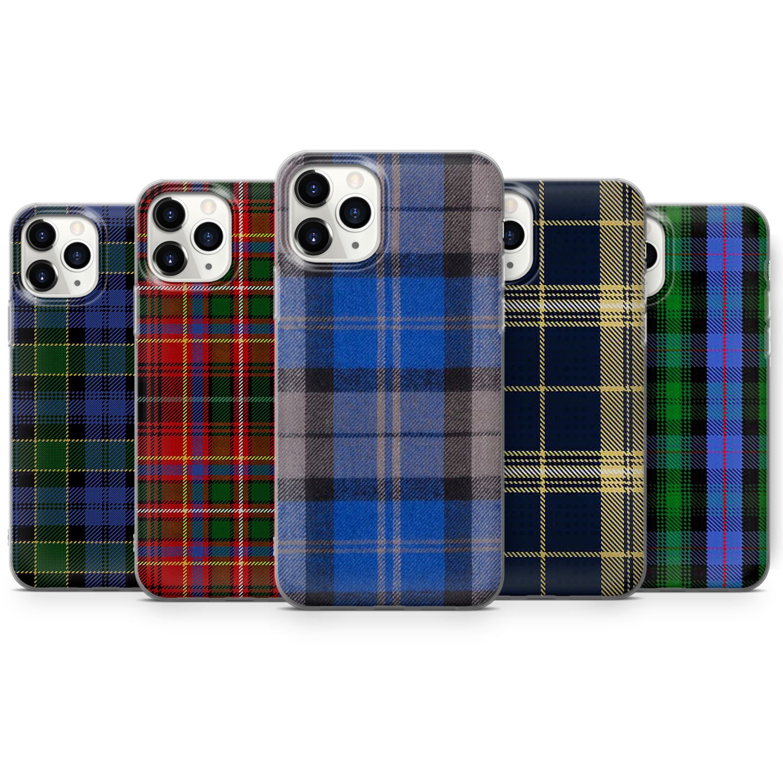 Blue and Gold Diagonal Plaid Clear Case for iPhone® by Cases by Kate