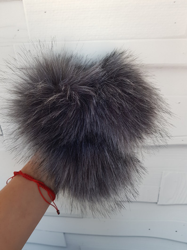 fluffy large pompom grey pom Gray faux fur pom pom pompom faux fur pom detachable pompoms faux fur pom poms for hats faux fur pom hat