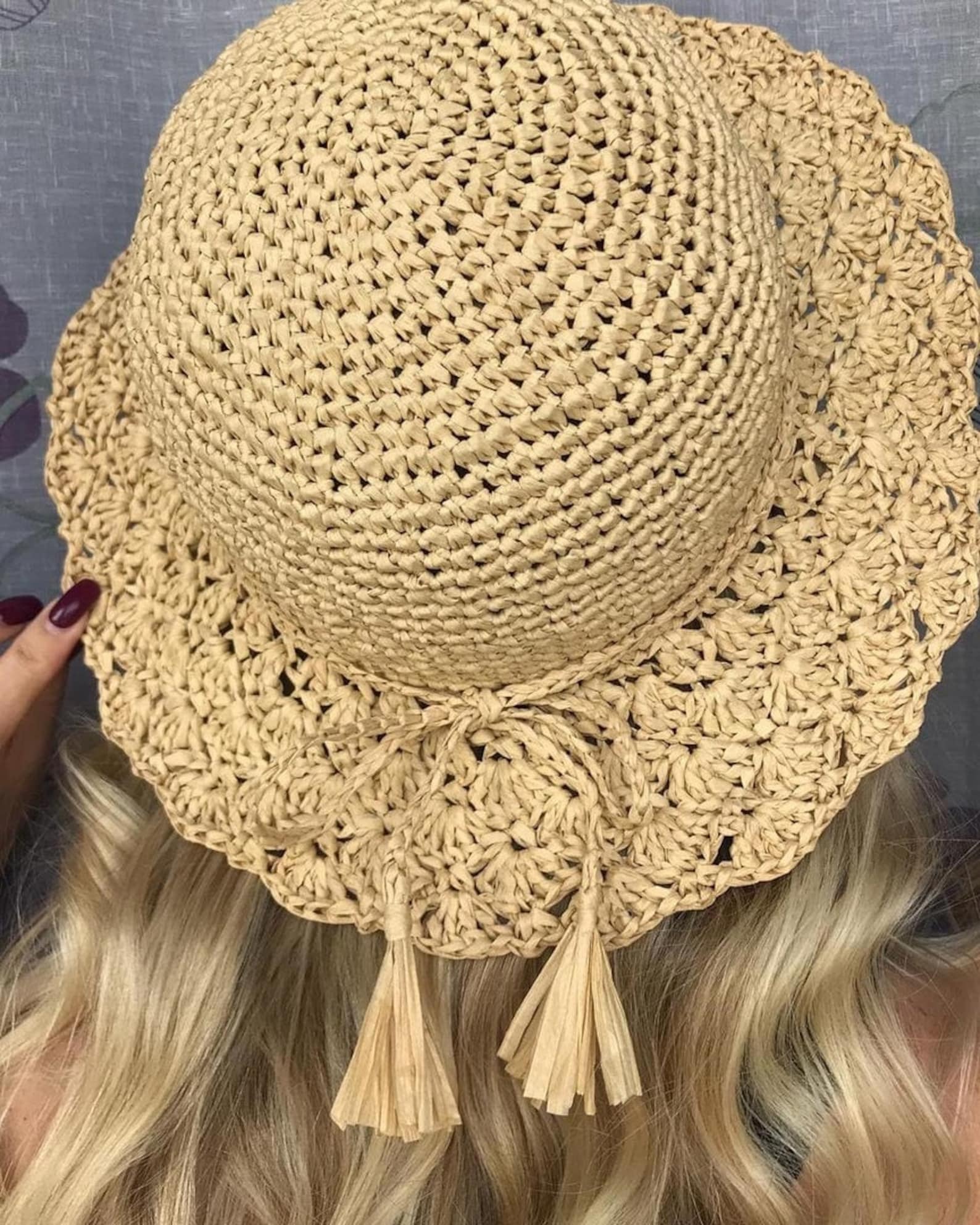 Pattern Raffia hat for girls pattern Kids Raffia sun hat Sun Etsy