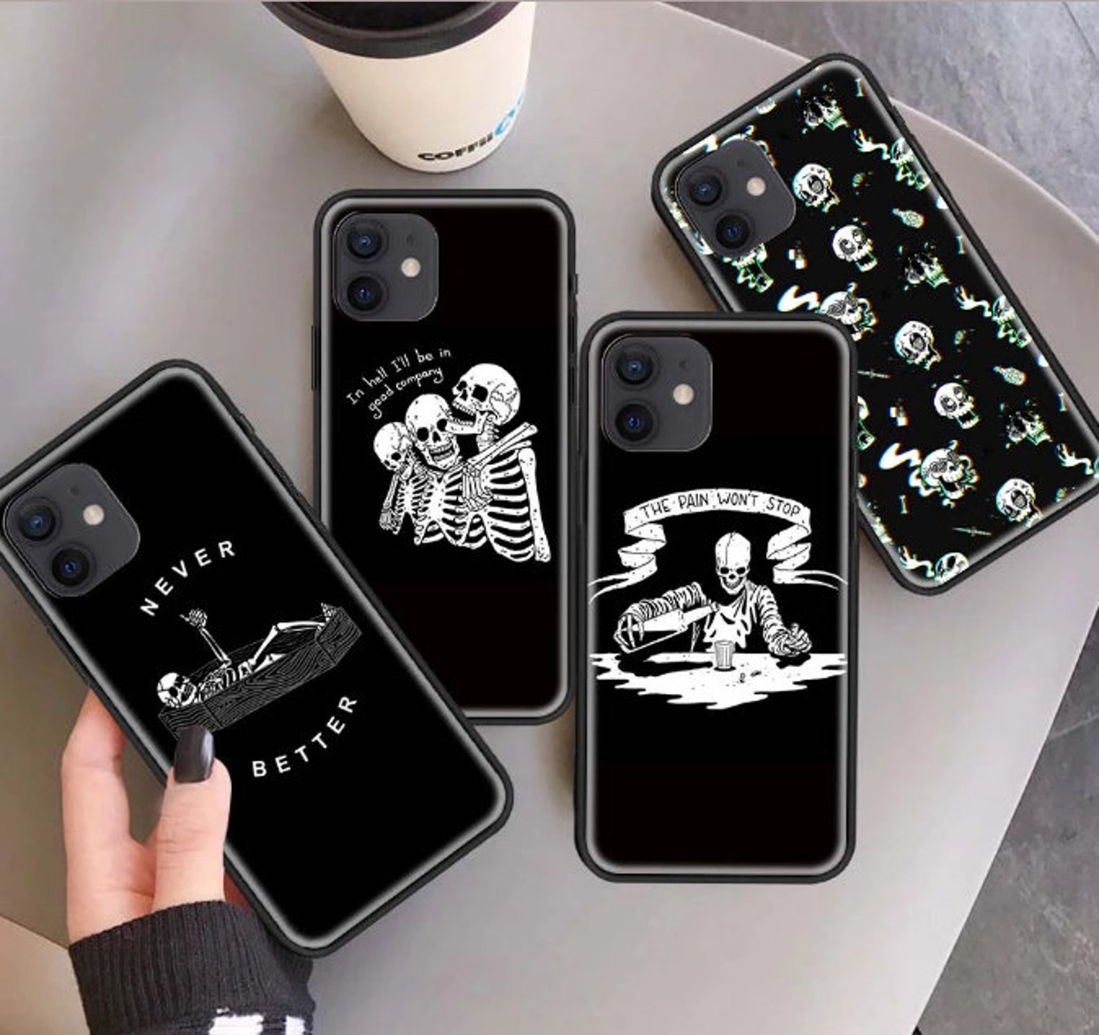 Skeleton Phone Case Halloween Black Silicone Phone Case For Etsy